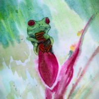 Green Leap (Watercolor, Watercolor Pencil, & Ink – 10 x 14 in) 